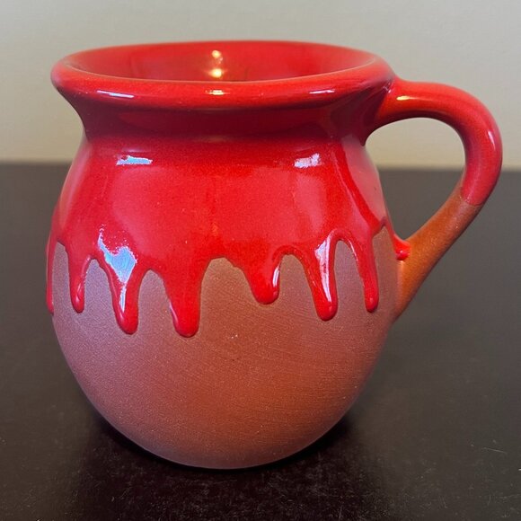 Mexico Handcrafted Red Drip Glaze Red Clay Mug Cup / Jarrito de Barro Chorreado - Picture 2 of 9